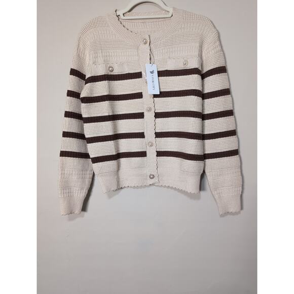 V For City Sweaters - V FOR CITY Cardigan Women Knit Tweed Winter Chunky Size Small (487)